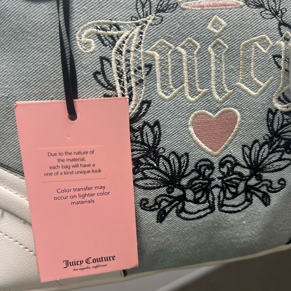 NEW Juicy Couture Denim Heritage Satchel - Picture 3 of 6
